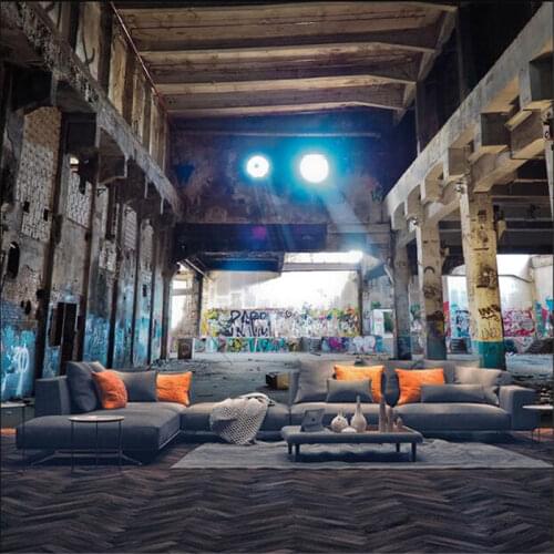 Retro Industrial Wind Abandoned Factory Graffiti Workshop 3D Photo Wallpapers Bar KTV Space Extension Wall Mural Wall Paper 3D