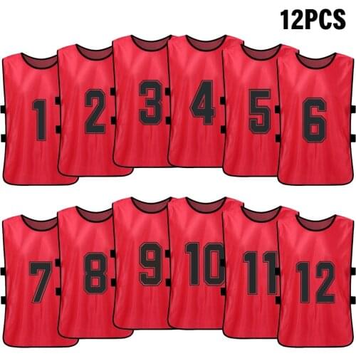 6/12 PCS Adults Soccer Pinnies Quick Drying Football Team Jerseys Sports Soccer Team Training Numbered Bibs Practice Sports Vest