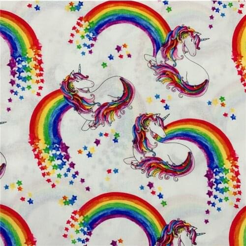 Artoon rainbow unicorn DIY Sewing Quilting Fat Quarters Material Tecido For Baby Dress Textiles Plain cotton fabric Patchwork