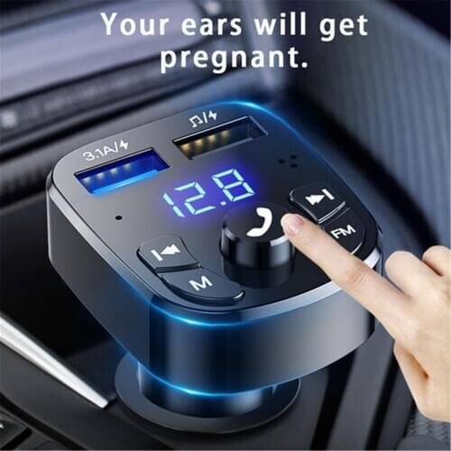 Dual USB Bluetooth 5.0 Receiver FM Transmitter Car MP3 Player Kit Quick Charger Cigarettes Lighter Interface