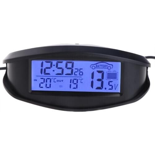 Digital Car In & Outdoor Thermometer Voltmeter Time Clock Alarm Backlight EC98 K1KA