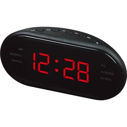 New AC 220v/ 50hz AM/FM LED Clock Electronic Desktop Alarm Clock Digital Table Radio Gift Home Office Supplies EU Plug