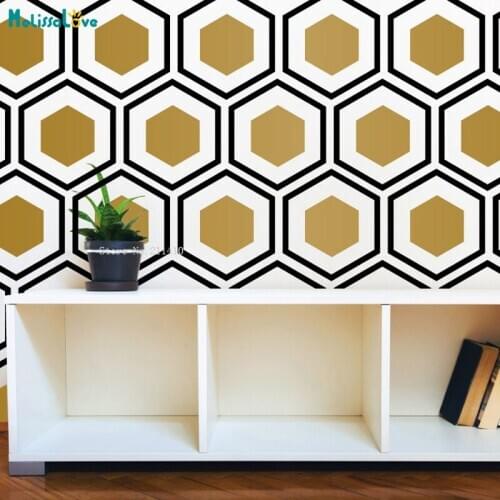 Double Hexagon Wall Pattern Decal Modern Geometric Art Decor Design Vinyl Art Stickers for Kids Rooms Living Room YT5152