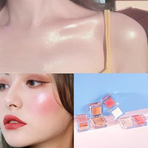 2-In-1Bicolor Blush Highlight Dual-use Used On Face Shoulders Collarbone Long-lasting Brighten Skin Color Makeup Cosmetics TSLM1