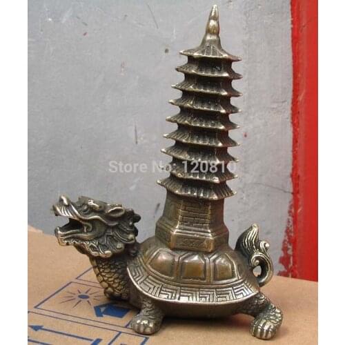 Collectible Tower and turtle Bronze Statue