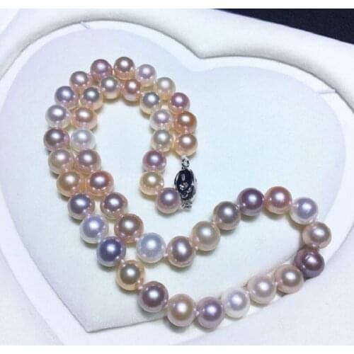 9-10mm round freshwater pearl necklace, pearl jewelry, womens pearl ornament