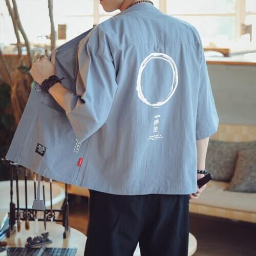 Summer Vintage Cotton Linen Kimono Jacket for Men Plus Size 5XL Thin Sunscreen Cardigan Kimono Coat Half Sleeve Outerwear