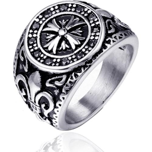 Megin D Hot Sale Punk Vintage Personality Titanium Steel Rings for Men Women Couple Family Friend Fashion Design Gift Jewelry