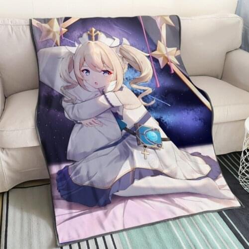 Soft Warm Flannel Plush Throw Anime Blanket Genshin Impact Blankets Paimon Summer Kawaii Custom Sofa Bed Knee Blanket 150x200