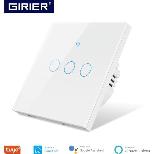 Wifi Smart Light Touch Switch EU, Neutral Wire Required Wall Switch 1 2 3 Gang, Compatible with Alexa Google Home Smart Life App