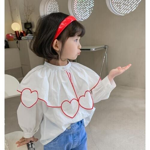 2021 new style girls ruffles shirt fashion spring cotton full sleeve girls blouse 1-6 years YL375