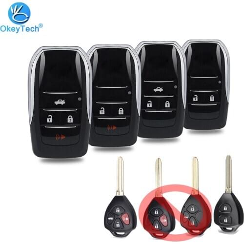 OkeyTech Modified Flip Folding For Toyota Corolla RAV4 Camry Avlon 2/3/4 Buttons Toy43 Remote Blank Car Key Shell Uncut Blade