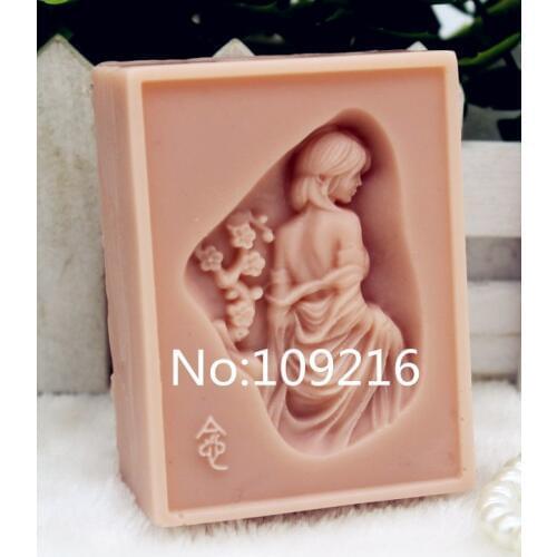 Wholesale!!!1pcs Plum Blossom Girl (zx176) Silicone Handmade Soap Mold Crafts DIY Mould