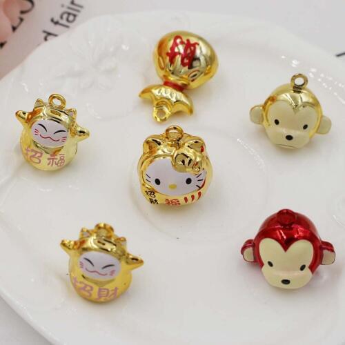 Several Styles Shinny Printing Cartoon Jingle Bell Charms Necklace Pendant Handmade Crafts Jewelry Accessories