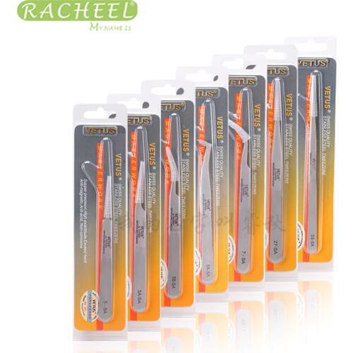 False Eyelash Tweezer SA All size Top Quality Stainless Steel anti-static eyelash tweezers superhard Eyelash Extension tool