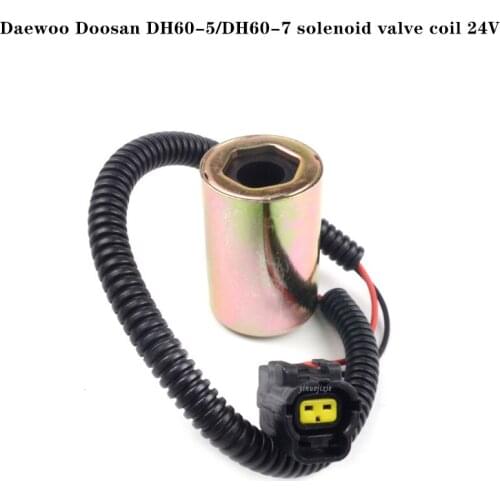 Suitable for Daewoo Doosan DH60-5/DH60-7 pilot safety lock rotary solenoid valve coil 24V high quality excavator accessories