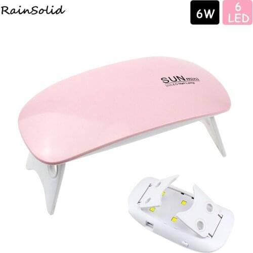 Portable SUNmini 6W Nail Dryer 6PCS/LEDS Ultraviolet For Drying Gel Polishing 45/60s Timer Auto Induction Manicure Tool