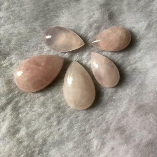 Sale 4pcs/lot Natural Rose Pink Quartz Bead Cabochon 12x20mm,16x26mm Pear Drop Gem Stone Cabochon Ring Face For Jewelry