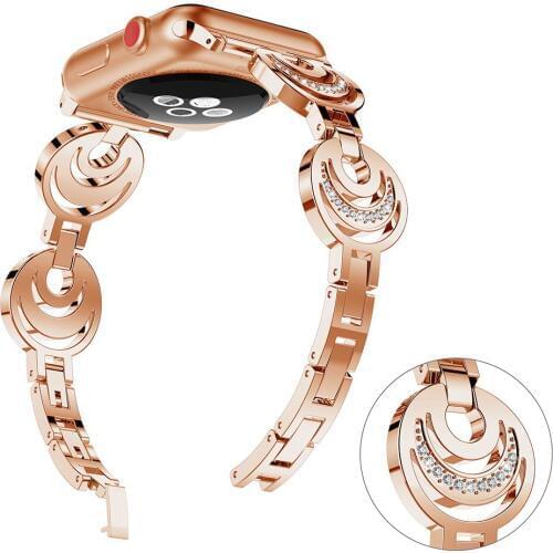 Bling Diamond Watch Band for Apple Watch iWatch 42/44mm 38/40mm Metal Stainless Steel Replacement Strap Women Bracelet Wristband