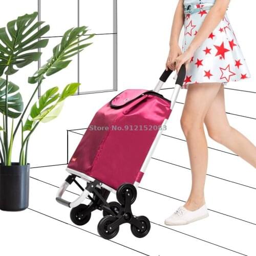 Shopping Cart Folding Portable Aluminum Alloy Trolley Cart Household Artifact Shopping Cart