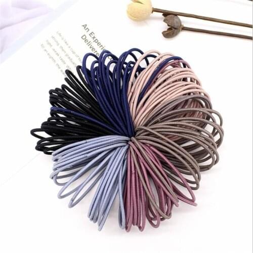 New Fashion 100pcs/lot 5CM Size Thin Elastic Rubber Bands Korean Style Basic Girl Women Headwear Hair Accessories Tie Gum