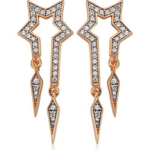 Valori Jewels Dangle Comet, Zirconia White Gemstone, Rose Gold Plated, Sterling Silver Earrings