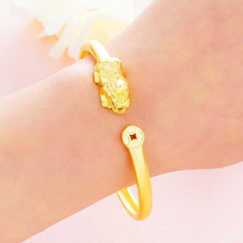 24K Gold wedding bracelet for women lucky jewelry Tiny fashion opening Bracelets bangles Wedding Jewelry engagement bracelets