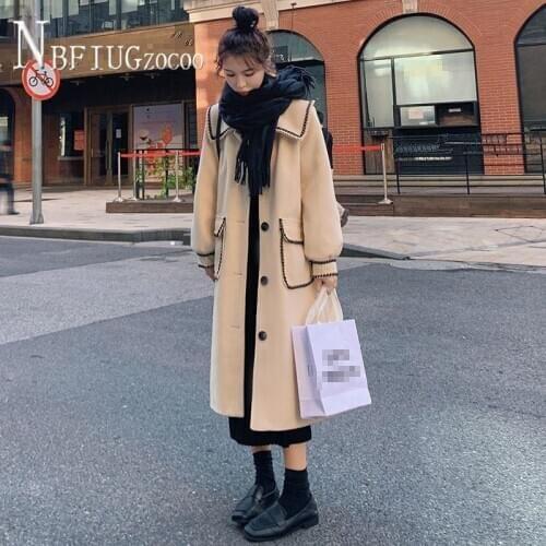 Puff Sleeve Women Woolen Coat 2020 Autumn Winter New Long Style Female Overcoat