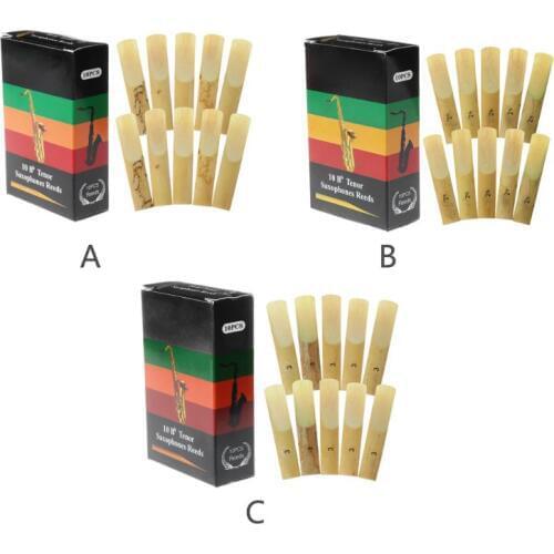 10pcs bamboo Bb Tenor Saxophone Reeds Strength 2 2.5 3 Sax Woodwind Instrument Parts 8.1x1.7cm