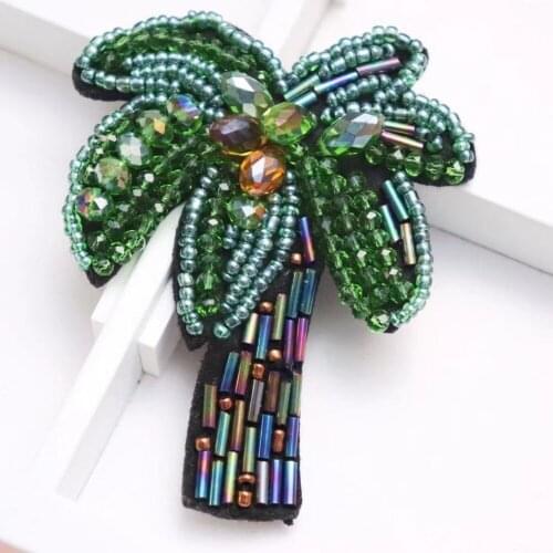 2pcs/set coconut tree embroidery patches for clothing 3D leaves embroidered Patches DIY sew on Embroidery appliques parches