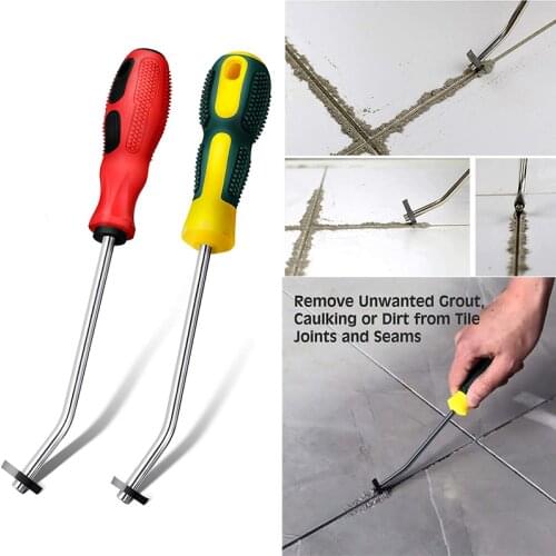 2pcs/set Tungsten Steel Tile Grout Cleaner Soft Grip Grout Caulking Removal Tile Joints Grout Brush Household Cleaning Tools