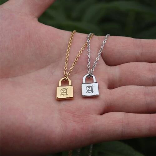 26pcs/sets Initial Padlock Necklace Alphabet A B C D E F G H I J K L M N O P Q R S T U V W X Y Z Letter Necklaces Women Collier