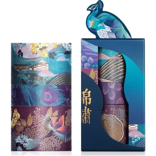 3 Pcs Set Summer Palace Washi Tape Chinese Luxury Masking Retor Gold Decorative Sticker Scrapbooking Diary Stationery Fidget Toy