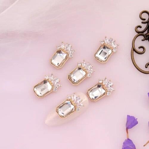 5pcs/lot TN5187 Rectangle Alloy Zircon Nail Art Crystals nail jewelry Rhinestone nails accessories supplies decorations charms