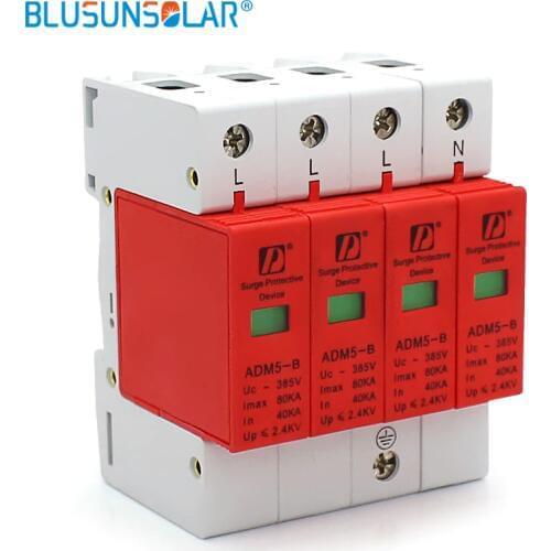50 pieces/lot) Din Rail 35mm lightning surge 80KA 4P (3P+N) 385V power surge Protective device for home power system