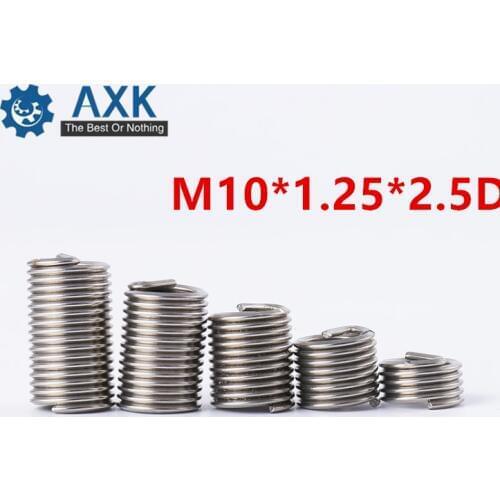 50pcs M10*1.25*2.5D Wire Thread Insert A2Stainless Steel Wire Screw Sleeve M10 Screw Bushing Helicoil Wire Thread Repair Inserts