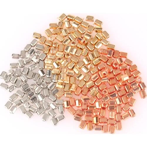 3x3x4mm 500pcs Cylindrical Shape CCB Plastic Square Cuboid Loose Spacer Beads for DIY Beading Bracelet Necklace Jewelry Making
