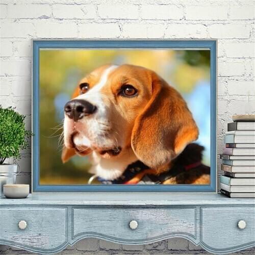 5d Diy Diamond Painting Beagle Animal Full Square Diamond, Full round Diamond Embroidered Mosaic Pet Dog Home Decoration Gift