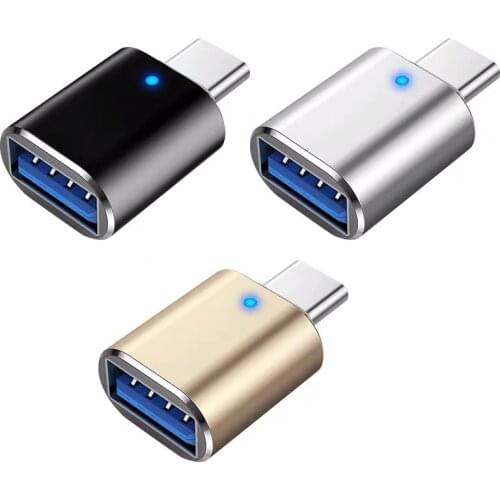 USB C Adapter Type C to USB 3.0 Adapter Type-C Adapter OTG Cable For Macbook pro Air Samsung S10 S9 USB OTG led light