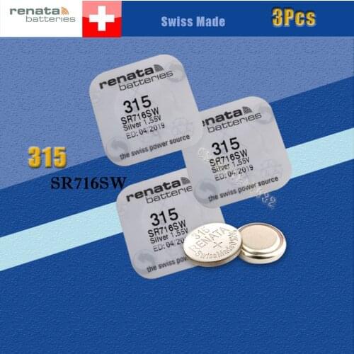 3pcs renata Silver Oxide Watch Battery 315 SR716SW 716 1.55V 100% original brand renata 315 renata716 battery