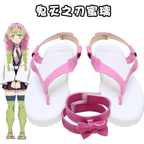 Demon Slayer Kimetsu no Yaiba Cosplay Shoes Anime Comic Kanroji Mitsuri Cosplay Boots Shoes Pink Samurai Daily Leisure Shoes