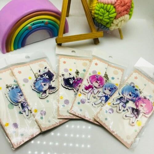 Keychain Anime Re:Life In A Different World From Zero Emilia Rem Ram Pendants Acrylic Figure Key Ring