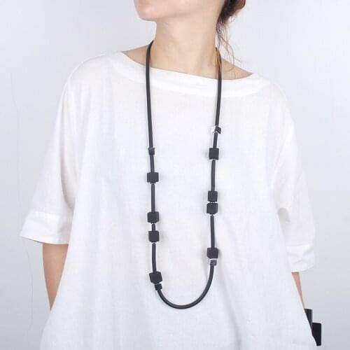 JID New Adjustable Square Beads Pendant Necklace Statement Large Square Beads Gothic Jewelry Pendants For Women Mom Necklace