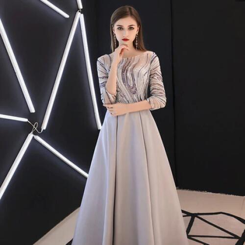 Elegant eveningUp.Sky dress long see though back formal dresses occasion party dresses with belt 2019 new