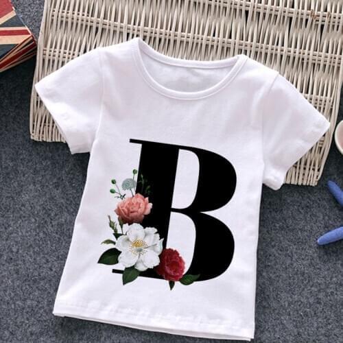 Unisex Summer New T-shirt Fashion Alphabet Girls Tshirts Harajuku Retro Boy Tshirt Flowers Element Nice Round Neck Kids Tshirt