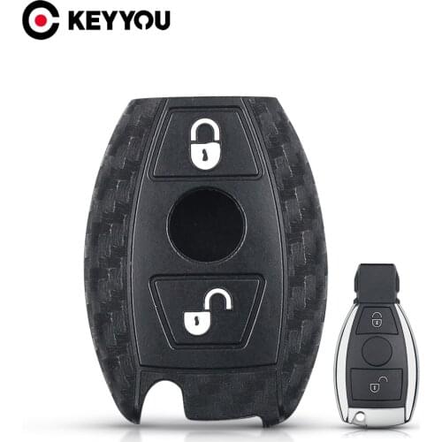 KEYYOU 3 Buttons For Mercedes benz CLS CLA GL R SLK AMG A B C S Protective Shell Remote Fob Cover Carbon Silicone Car Key Case