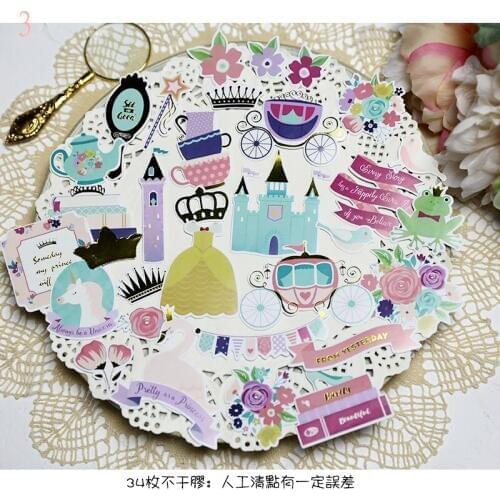 KLJUYP 34pcs Princess Mail Colorful Cardstock Die Cuts for Scrapbooking Happy Planner/Card Making/Journaling Project 3