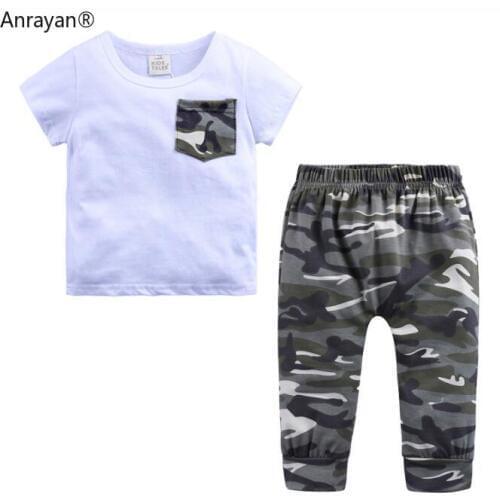 2020 HOT Baby Boys Clothes Sets Anchor Short Sleeve Letter Printing T Shirt Clouds Long Pants 2 Pcs Newborn Girl Clothing