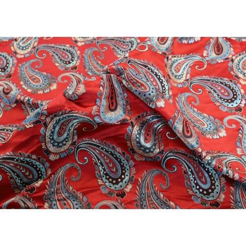 Red paisley jacquard Brocade fabric for dress making 148cm wide - sold by the meter