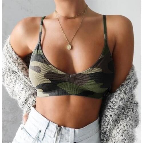 Umeko New Fashion Women Sexy Crop Tops Camouflage Summer Camis Casual Bustier Bra Tank Tops Vest Sleeveless Crop Tops Blusas